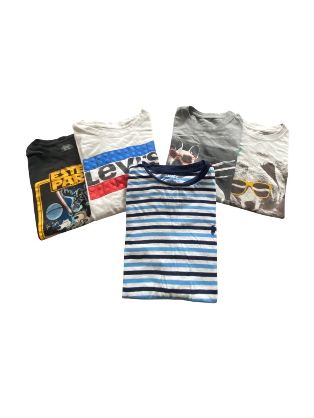 Boys Bundle of 5 Graphic Tee Shirts Size L Ralph Lauren Levi’s Wonder Nation